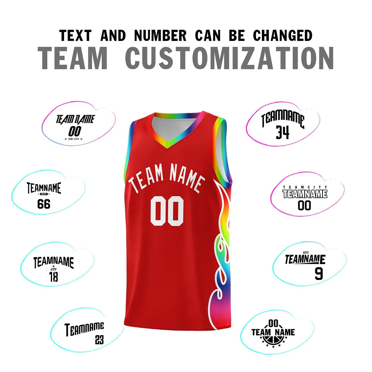 Custom Red Side Flame Pattern Fashion Sports Uniform Basketball Jersey|KXKSHOP