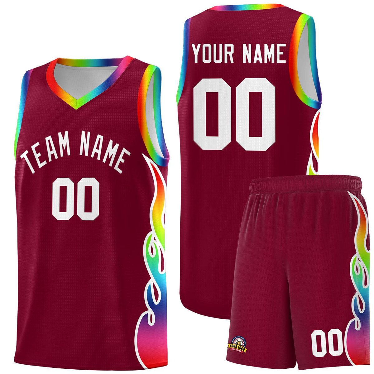 Custom Crimson Side Flame Pattern Fashion Sports Uniform Basketball Jersey|KXKSHOP