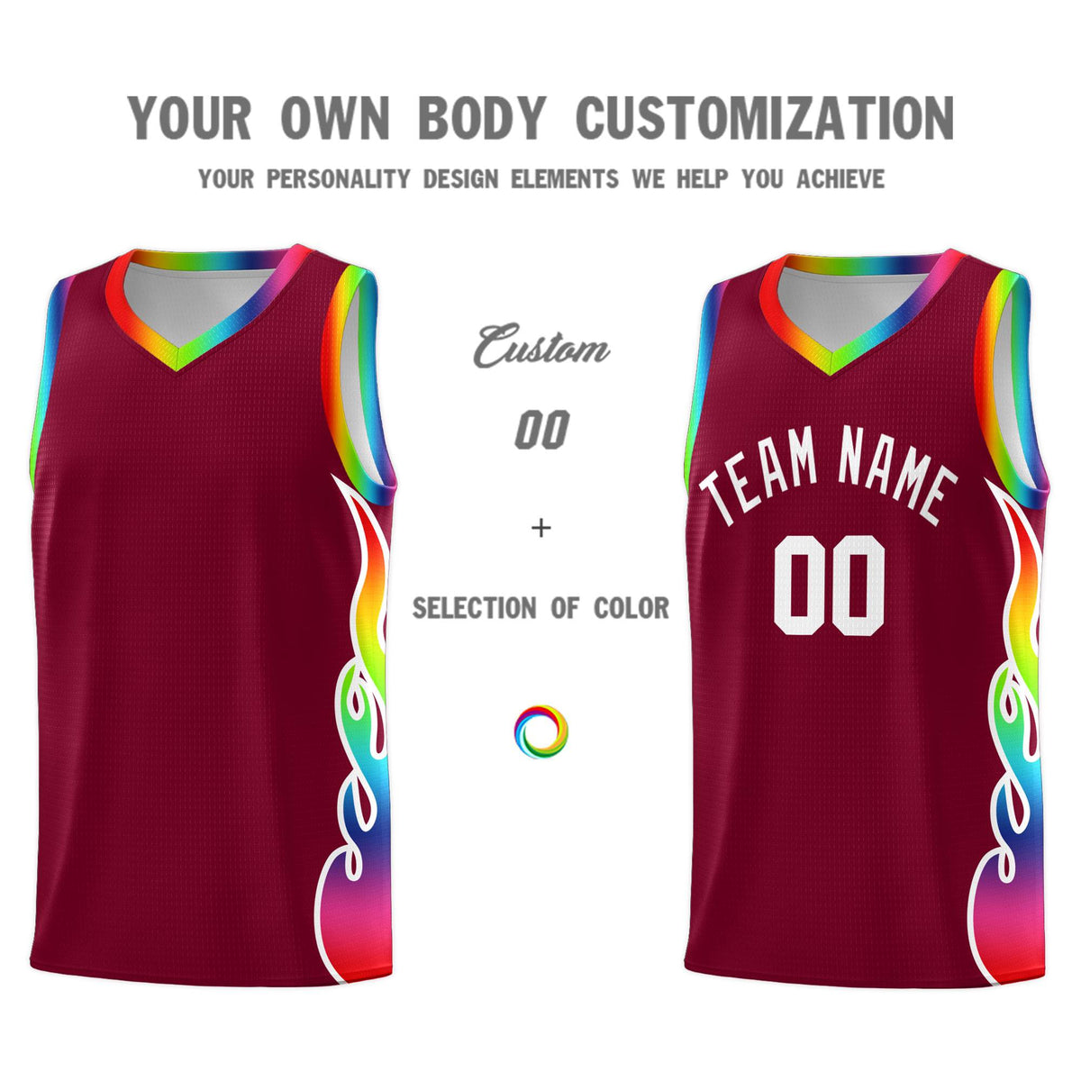 Custom Crimson Side Flame Pattern Fashion Sports Uniform Basketball Jersey|KXKSHOP