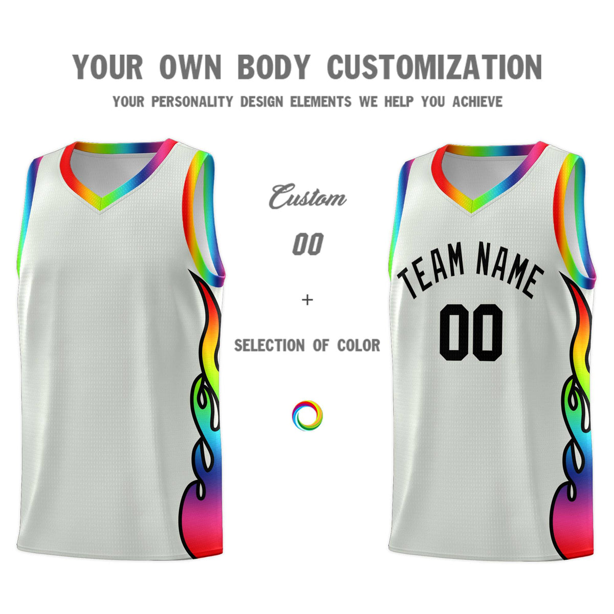 Custom Gray Side Flame Pattern Fashion Sports Uniform Basketball Jersey|KXKSHOP