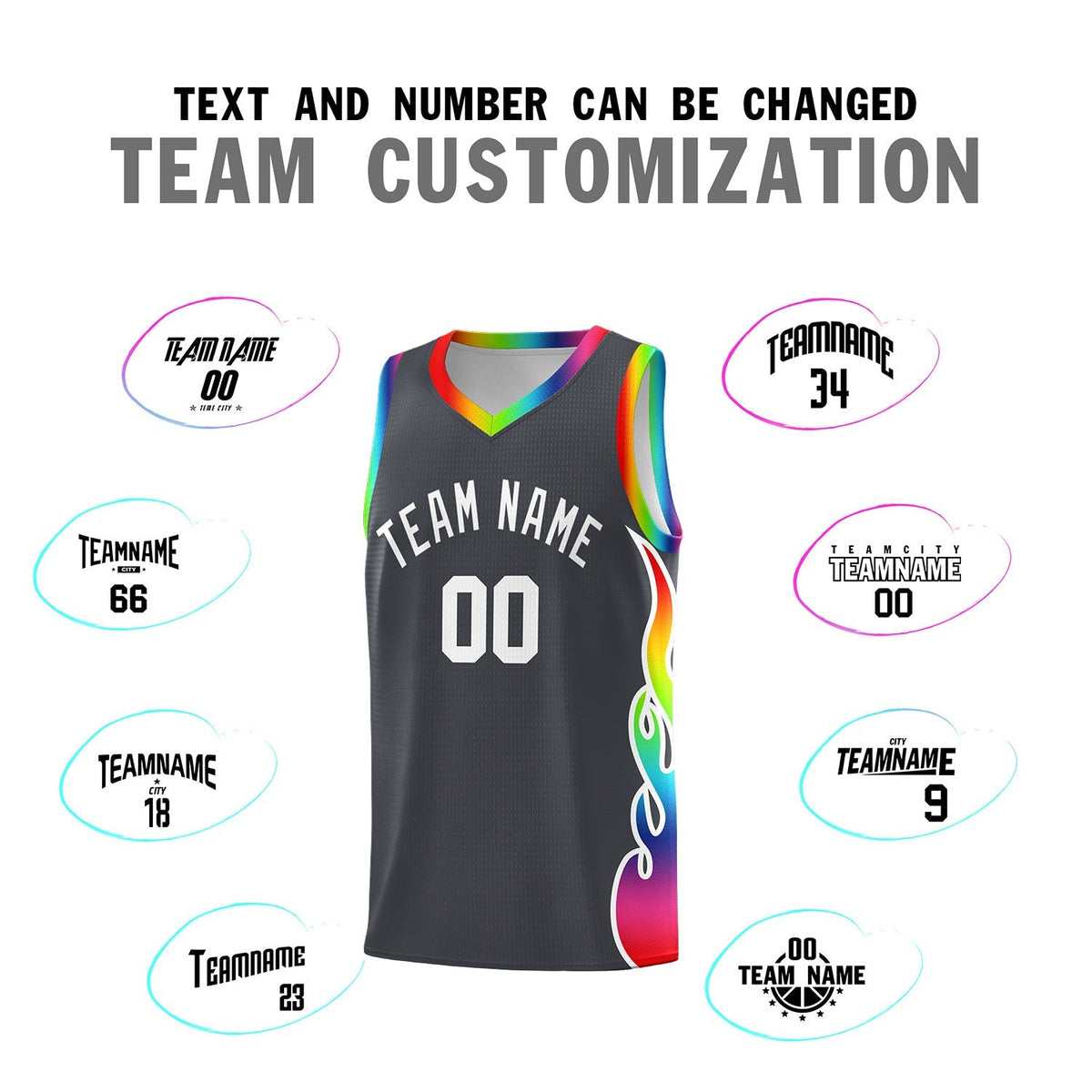 Custom Dark Gray Side Flame Pattern Fashion Sports Uniform Basketball Jersey|KXKSHOP