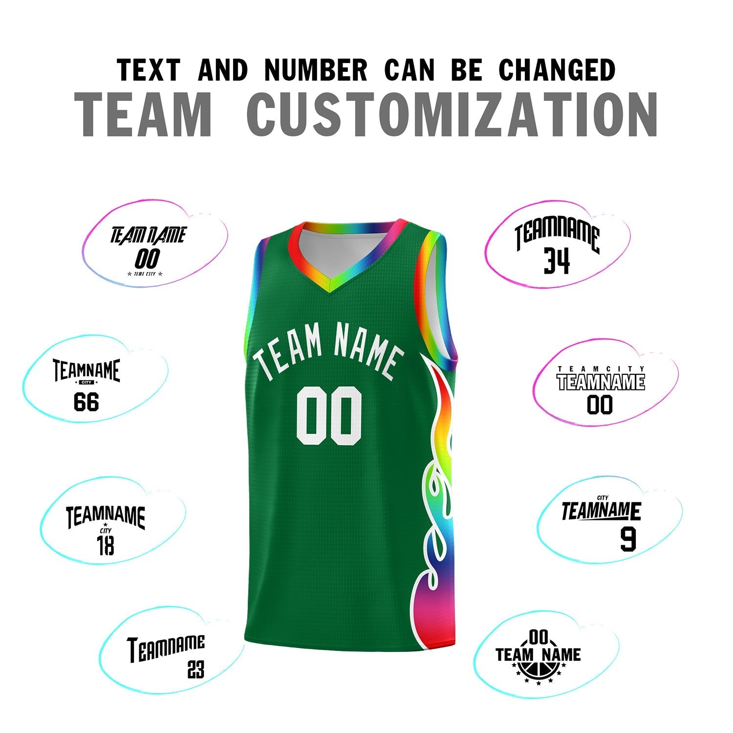 Custom Kelly Green Side Flame Pattern Fashion Sports Uniform Basketball Jersey|KXKSHOP