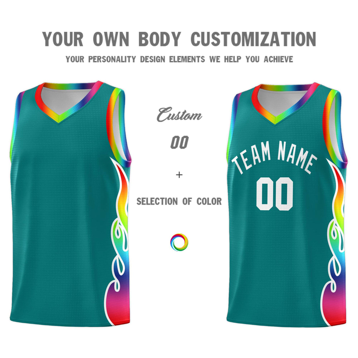 Custom Aqua Side Flame Pattern Fashion Sports Uniform Basketball Jersey|KXKSHOP