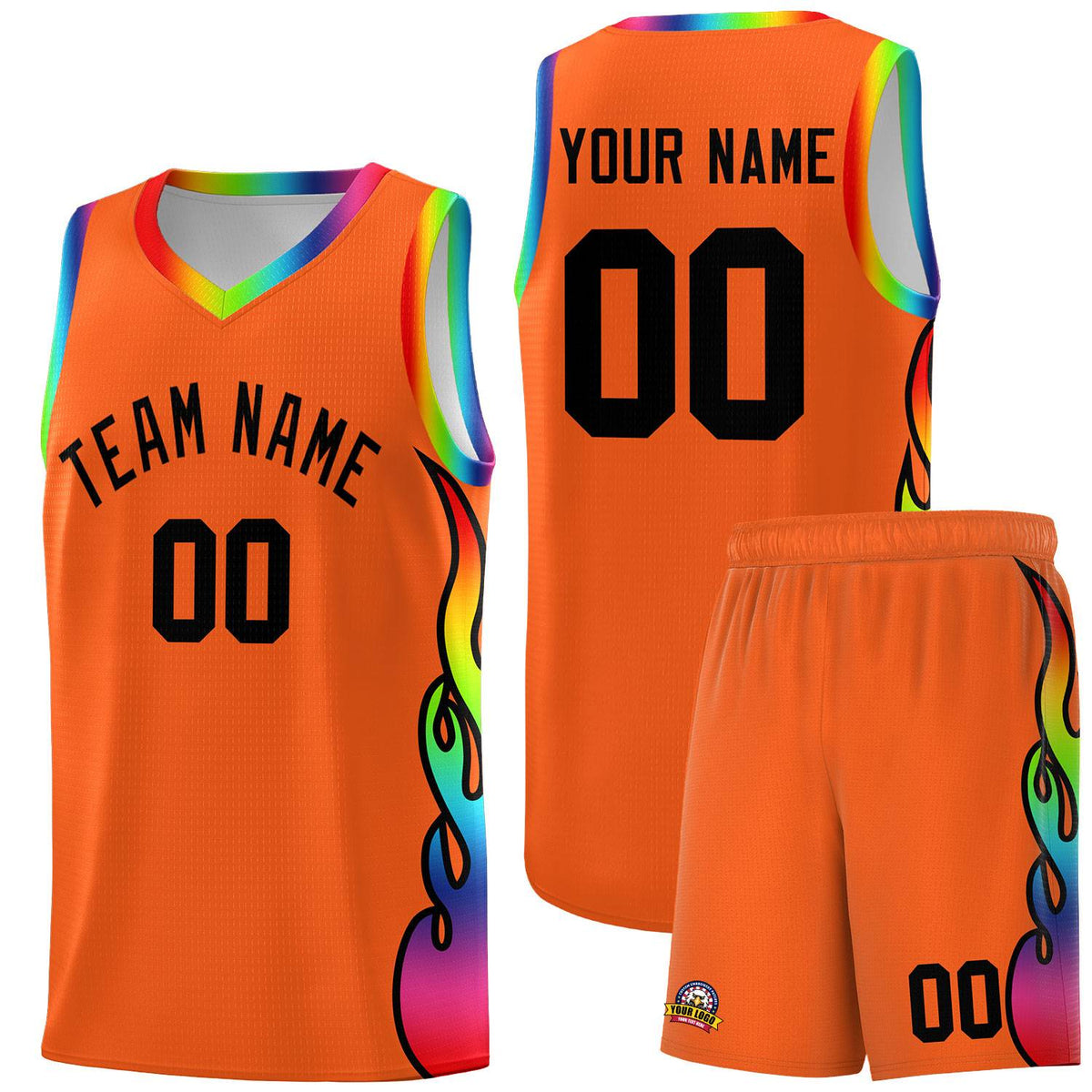 Custom Texas Orange Side Flame Pattern Fashion Sports Uniform Basketball Jersey|KXKSHOP