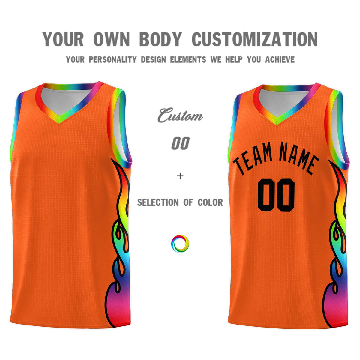 Custom Texas Orange Side Flame Pattern Fashion Sports Uniform Basketball Jersey|KXKSHOP