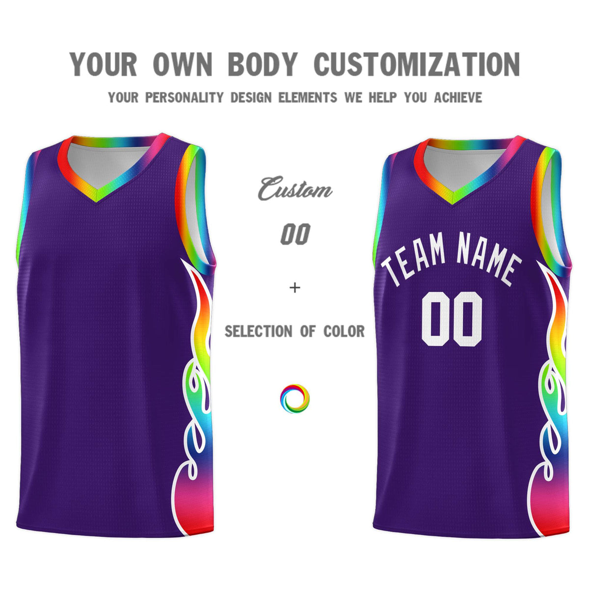 Custom Purple Side Flame Pattern Fashion Sports Uniform Basketball Jersey|KXKSHOP