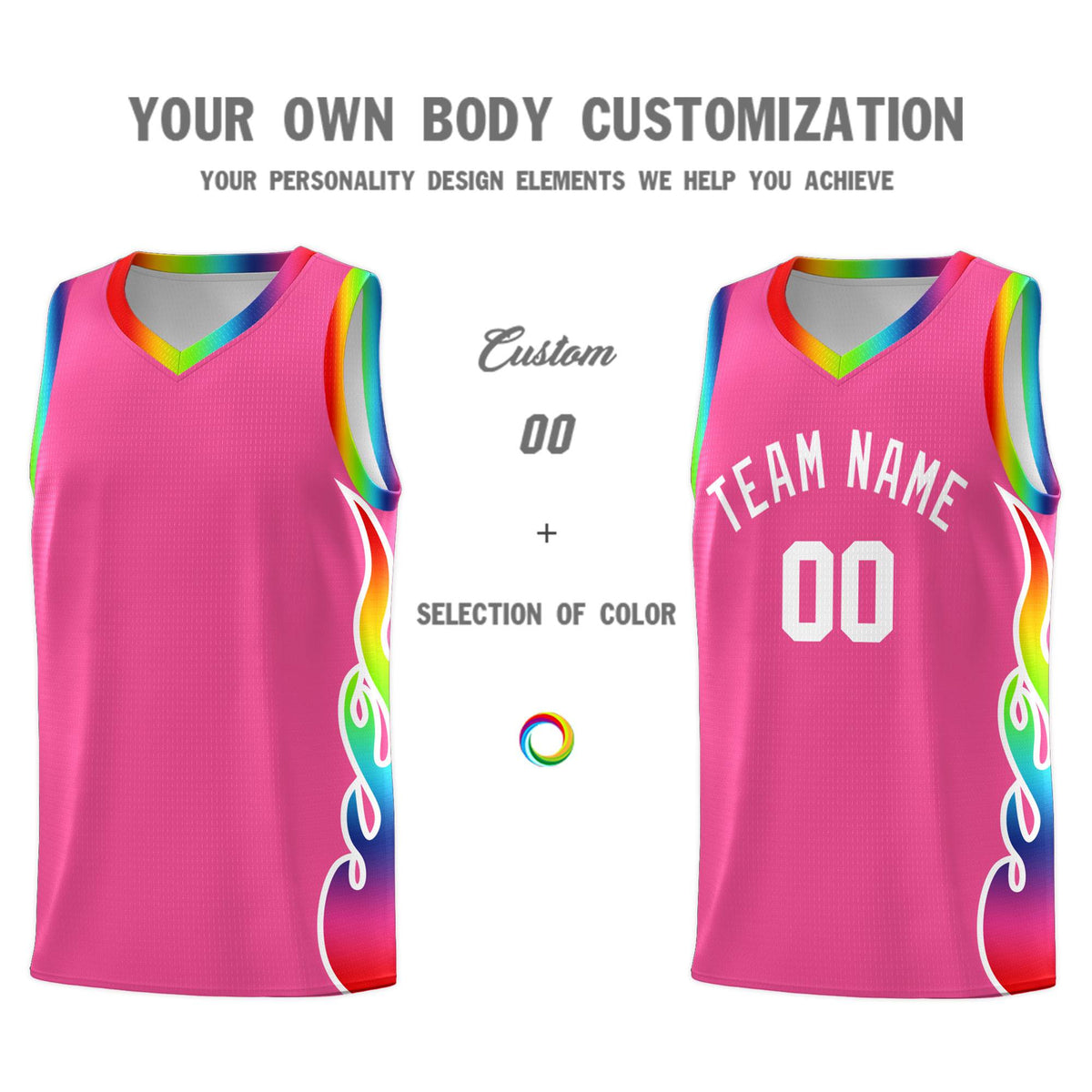 Custom Pink Side Flame Pattern Fashion Sports Uniform Basketball Jersey|KXKSHOP