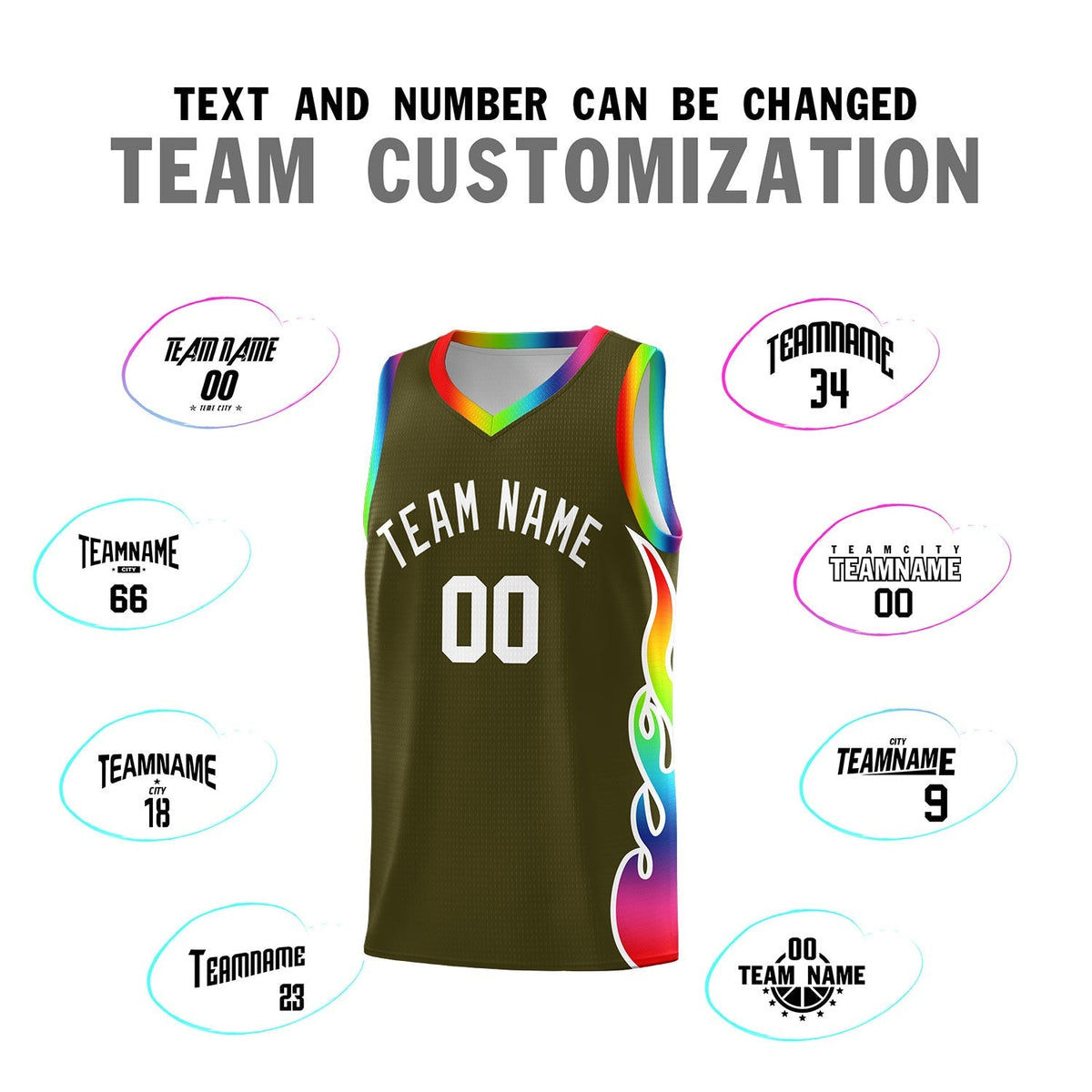Custom Olive Side Flame Pattern Fashion Sports Uniform Basketball Jersey|KXKSHOP