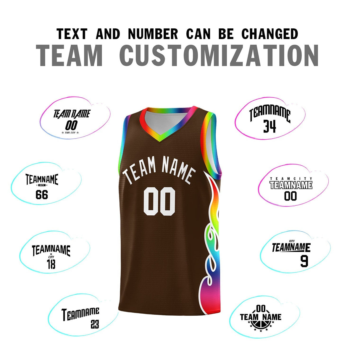 Custom Brown Side Flame Pattern Fashion Sports Uniform Basketball Jersey|KXKSHOP