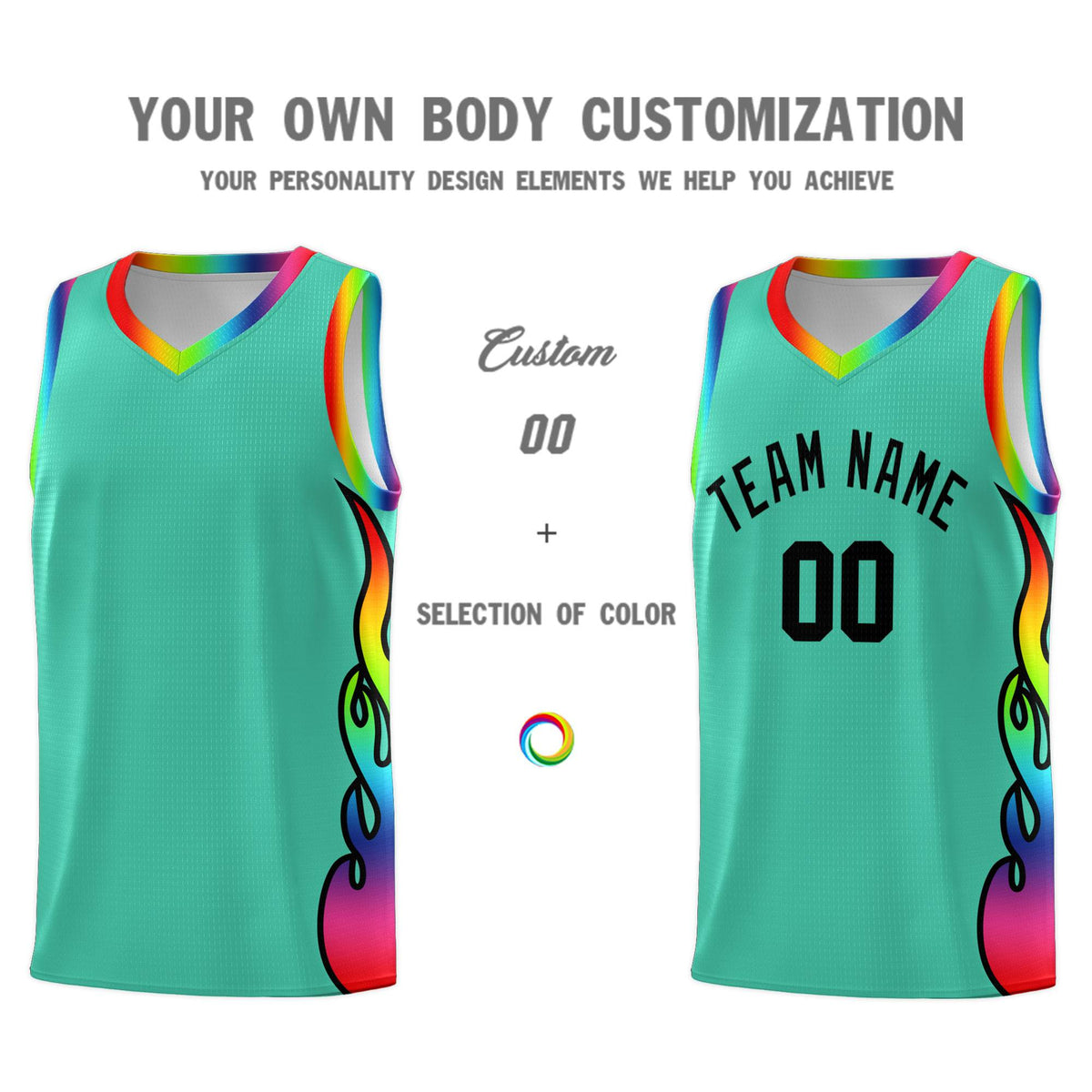 Custom Bright Green Side Flame Pattern Fashion Sports Uniform Basketball Jersey|KXKSHOP