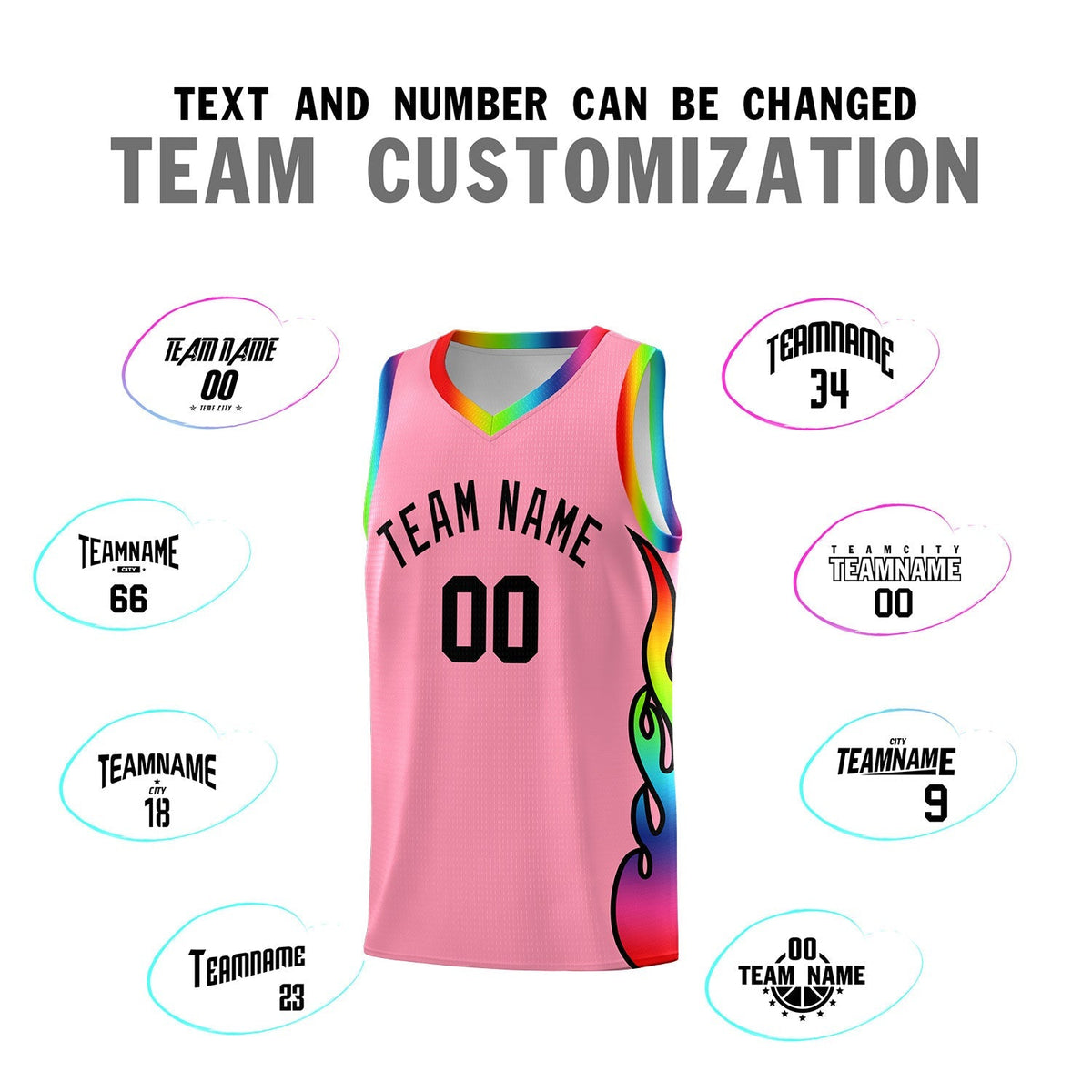 Custom Light Pink Side Flame Pattern Fashion Sports Uniform Basketball Jersey|KXKSHOP