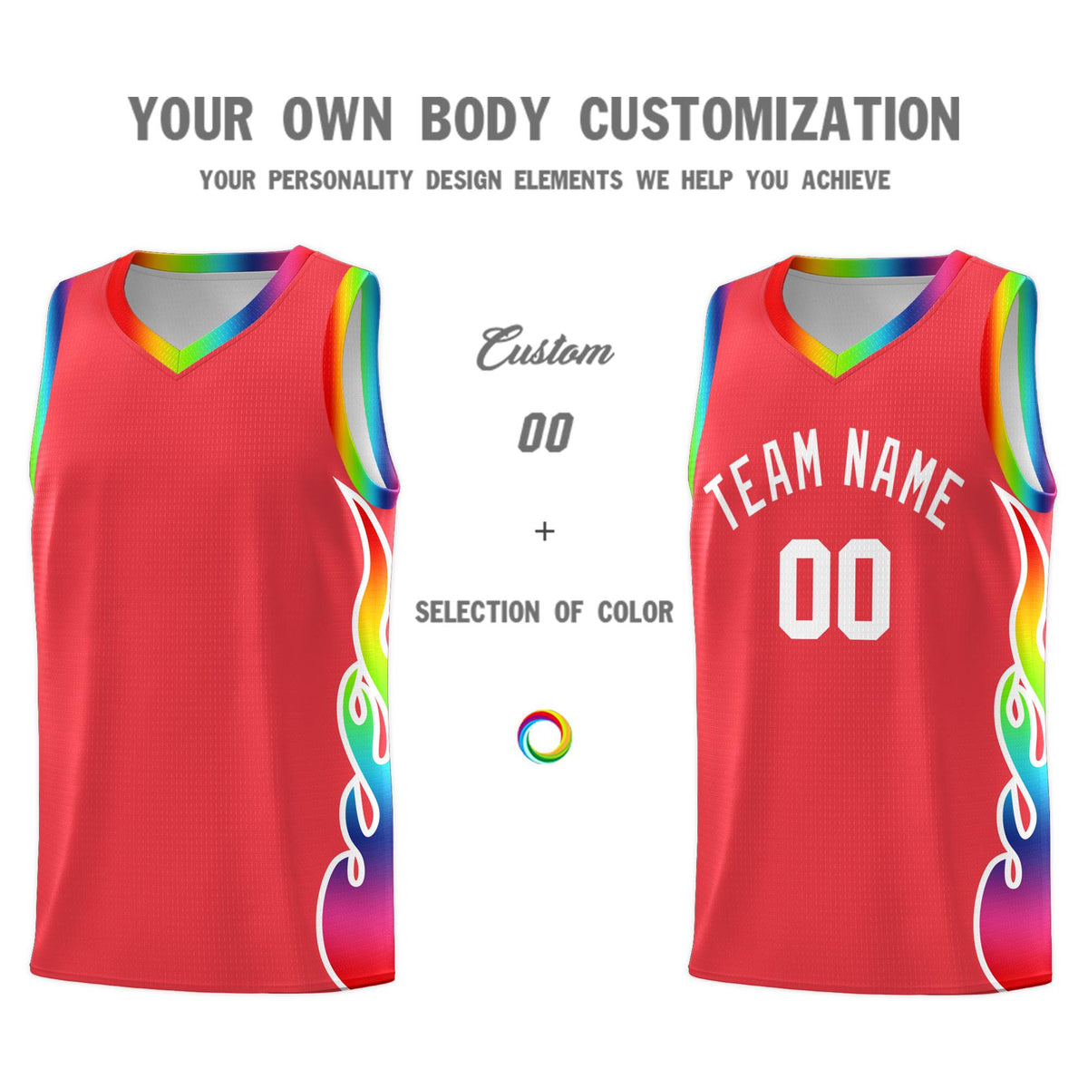 Custom Light Red Side Flame Pattern Fashion Sports Uniform Basketball Jersey|KXKSHOP
