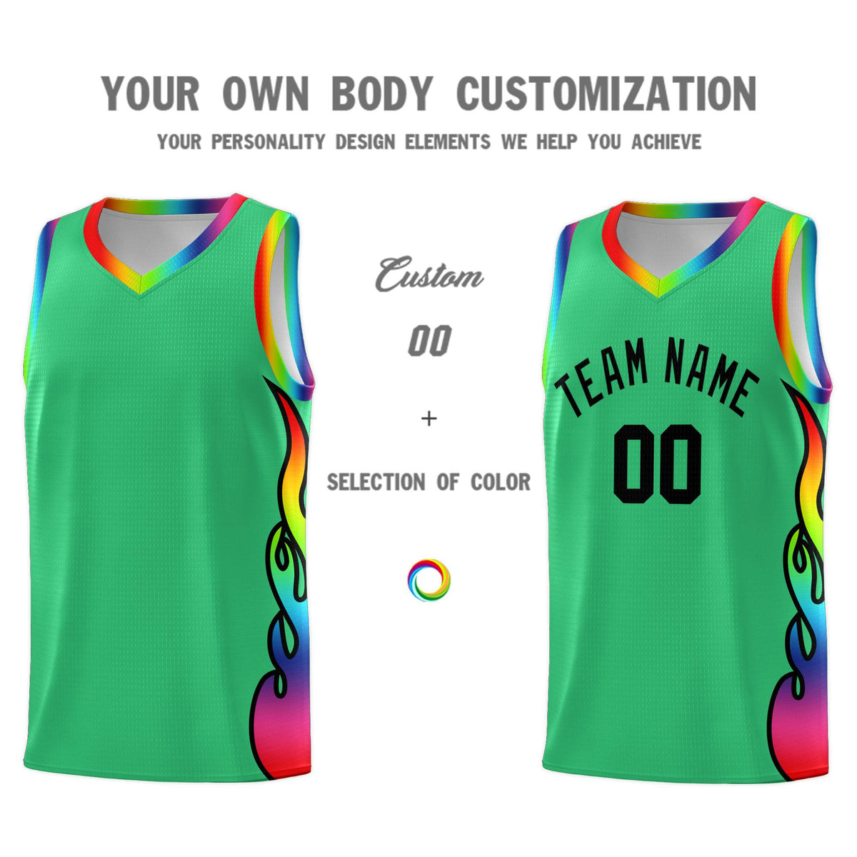 Custom Kelly Green Side Flame Pattern Fashion Sports Uniform Basketball Jersey|KXKSHOP