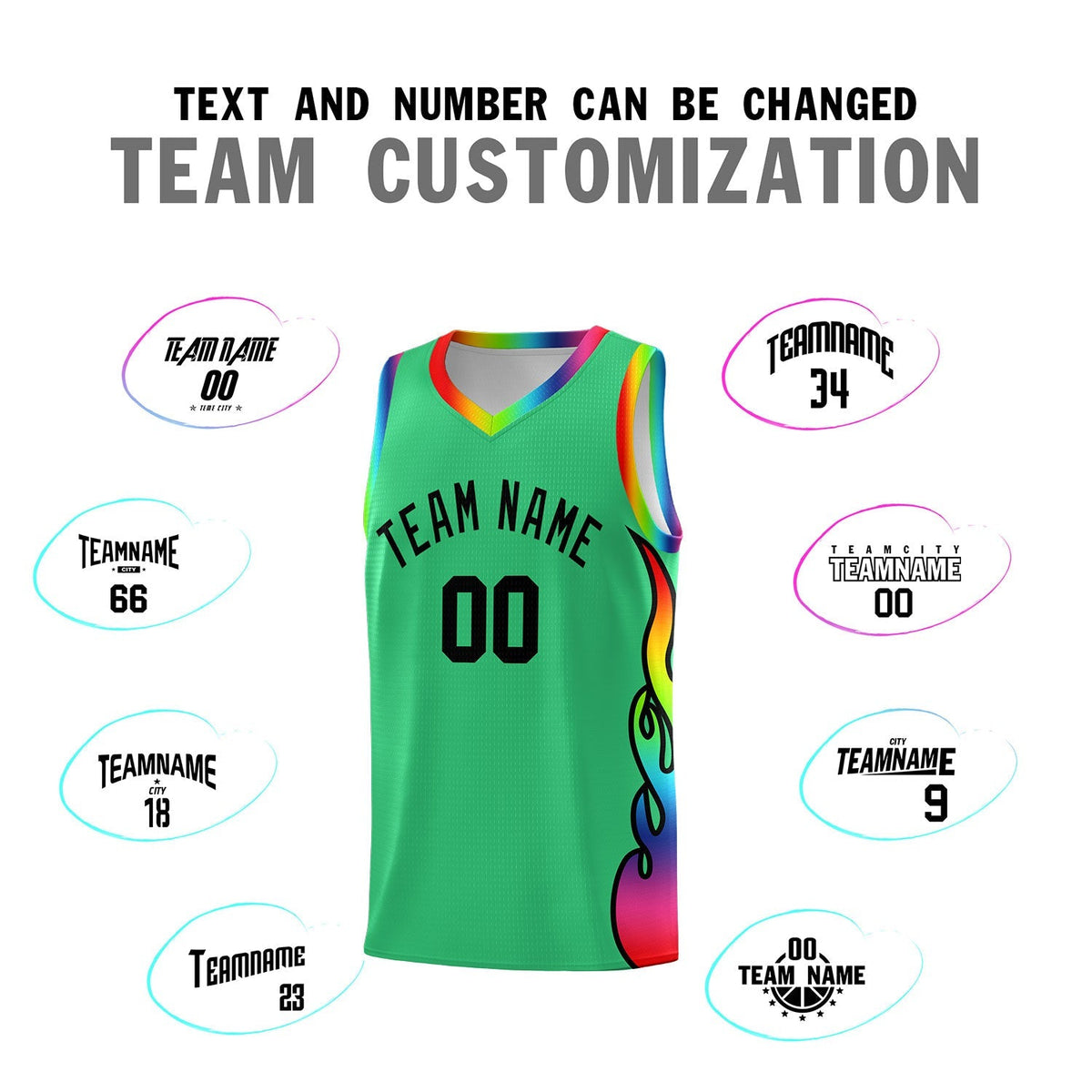 Custom Kelly Green Side Flame Pattern Fashion Sports Uniform Basketball Jersey|KXKSHOP