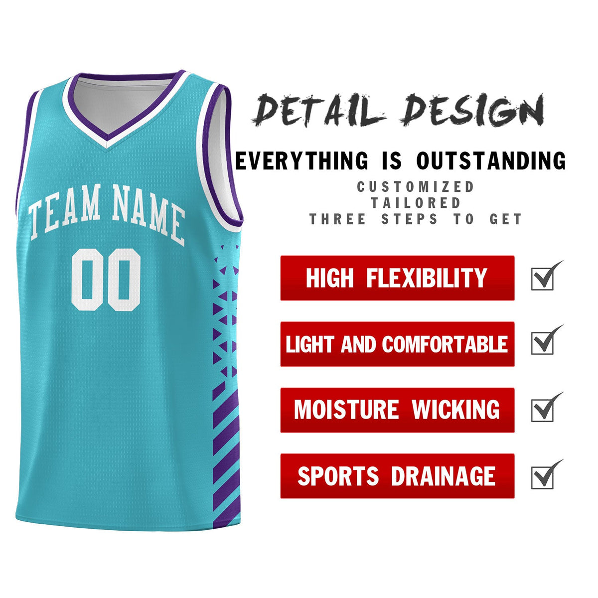 Custom Sky Blue Purple White Side Diamond Shapes Stripes Basketball Jersey | For Men,Sublimation Printed,Perfect for Teams,Perfect for Coaches | KXKSHOP
