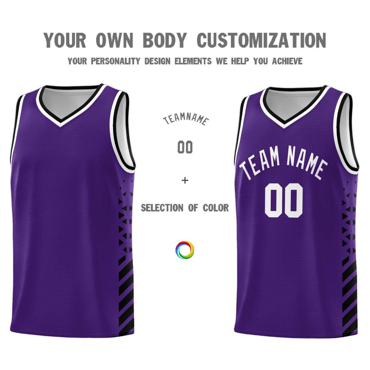 Custom Purple Black White Side Diamond Shapes Stripes Basketball Jersey | For Men,Sublimation Printed,Perfect for Teams,Perfect for Coaches | KXKSHOP