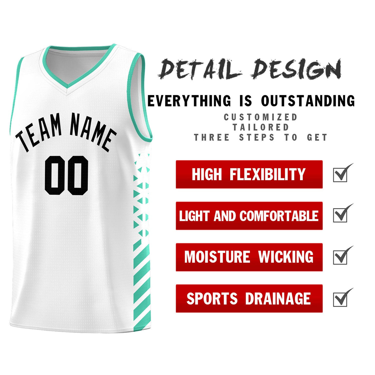Custom White Bright Green Side Diamond Shapes Stripes Basketball Jersey | For Men,Sublimation Printed,Perfect for Teams,Perfect for Coaches | KXKSHOP