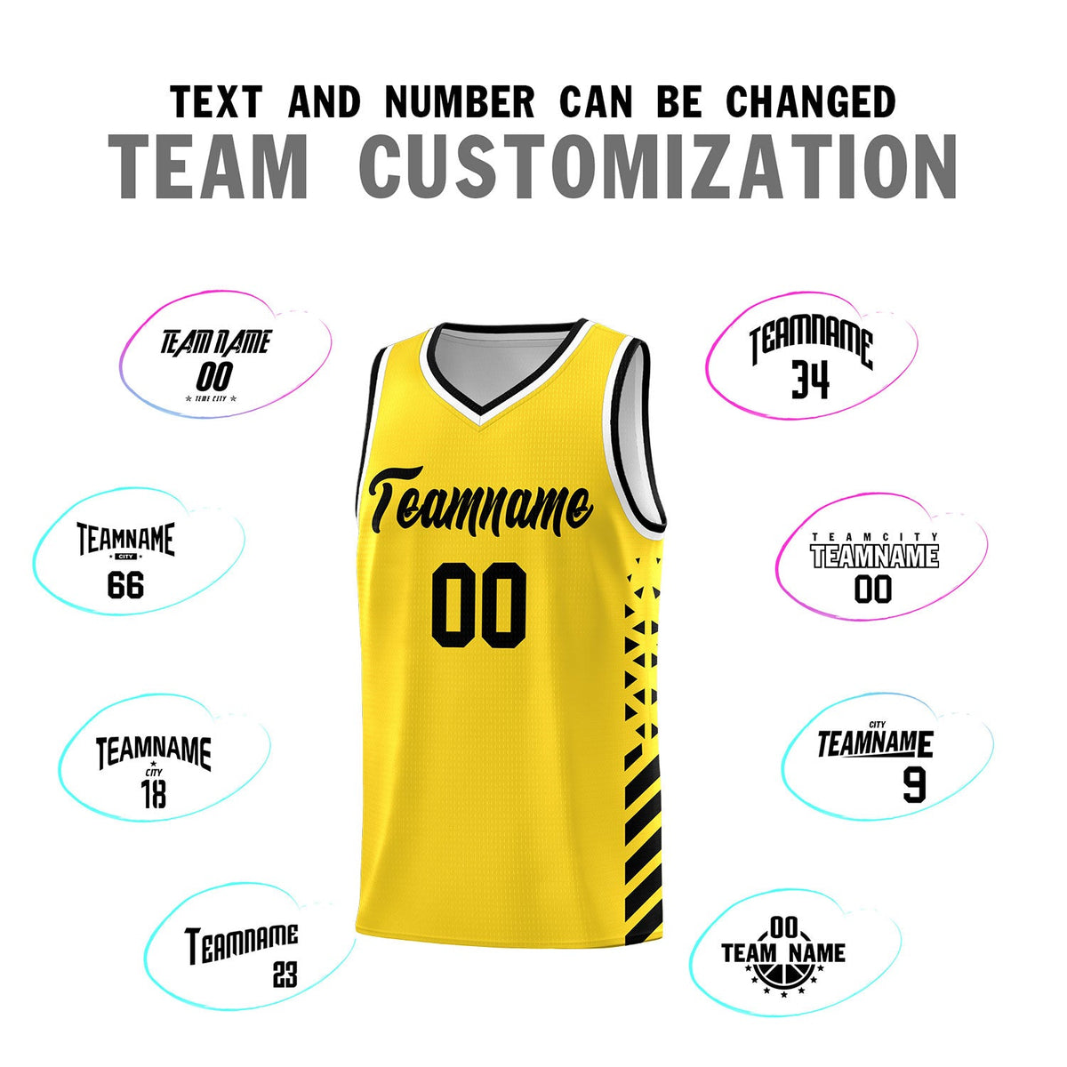 Custom Gold Black White Side Diamond Shapes Stripes Basketball Jersey | For Men,Sublimation Printed,Perfect for Teams,Perfect for Coaches | KXKSHOP