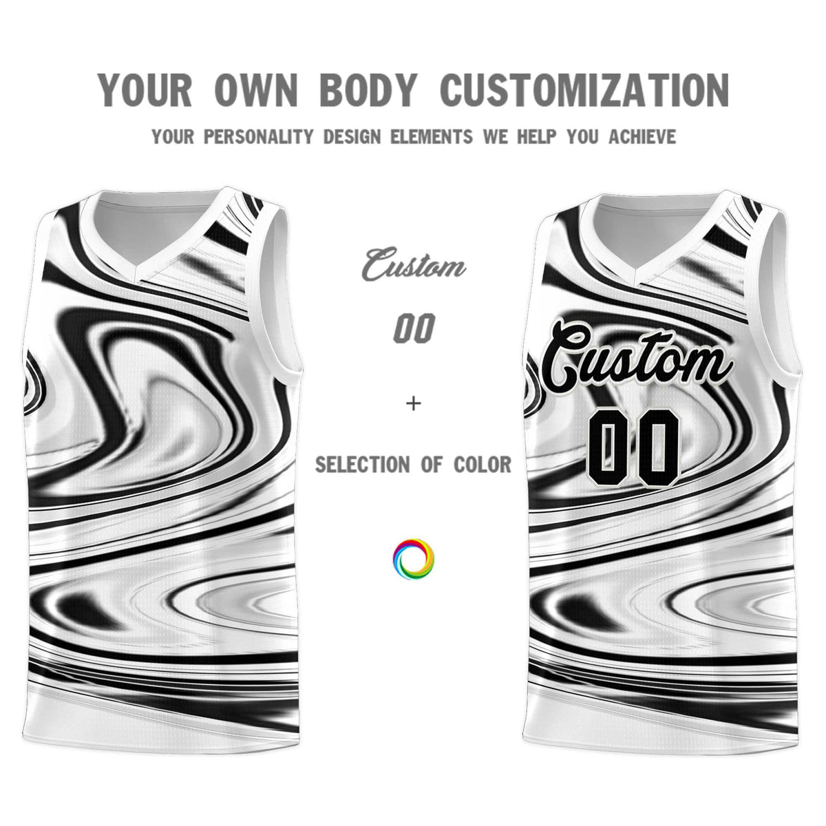 Custom White Black Graffiti Pattern Fluids Style Sports Uniform Basketball Jersey Kits|KXKSHOP