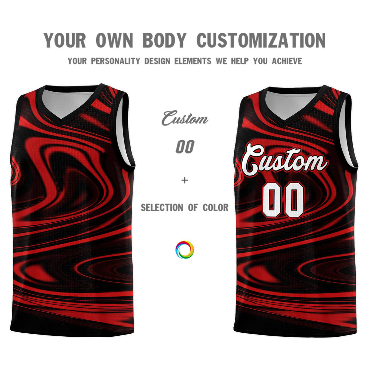 Custom Black Red Graffiti Pattern Fluids Style Sports Uniform Basketball Jersey Kits|KXKSHOP
