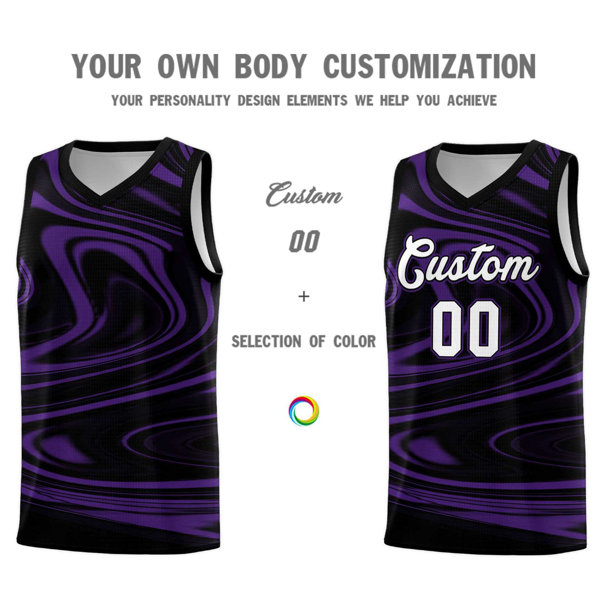 Custom Black Purple Graffiti Pattern Fluids Style Sports Uniform Basketball Jersey Kits|KXKSHOP