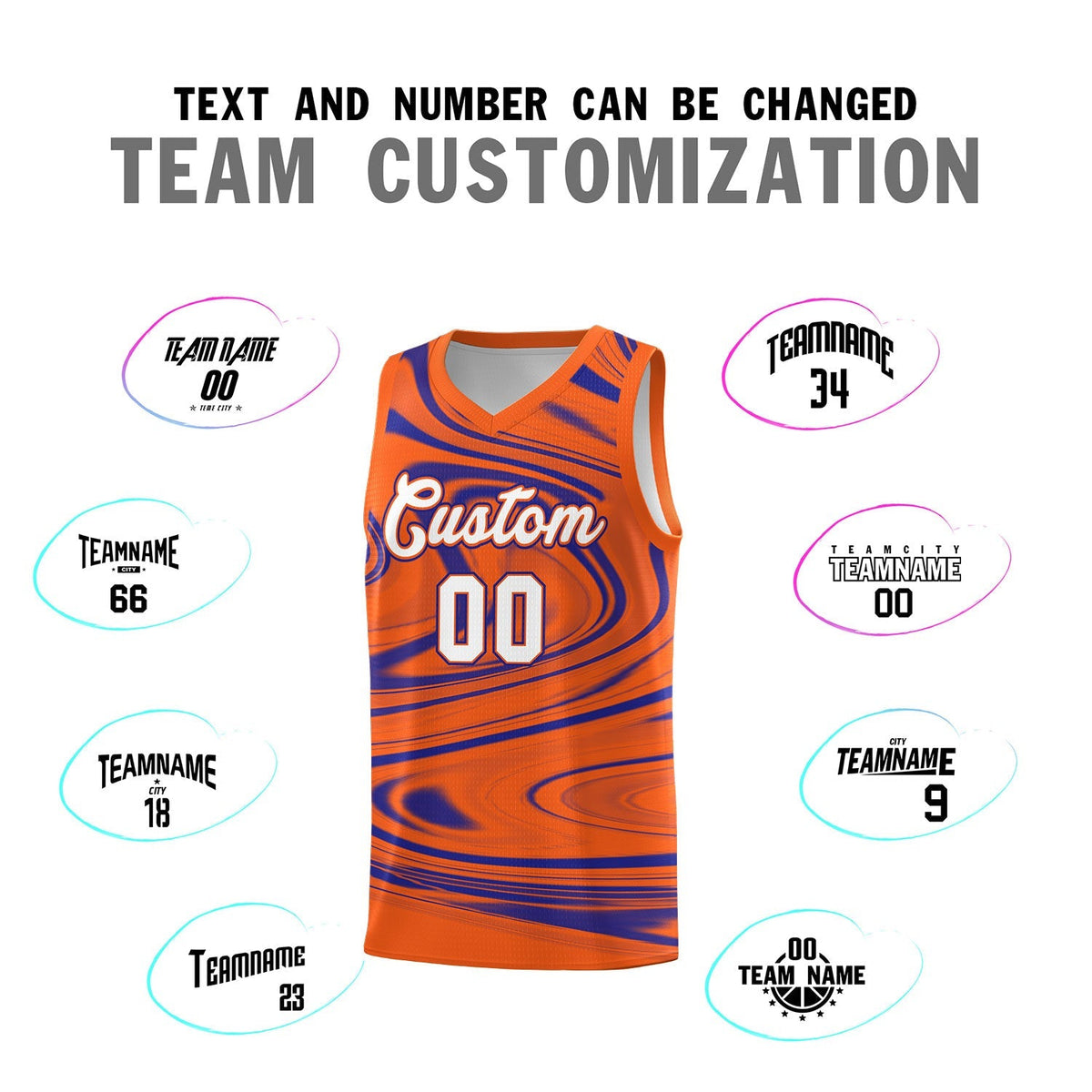 Custom Orange Royal Graffiti Pattern Fluids Style Sports Uniform Basketball Jersey Kits|KXKSHOP