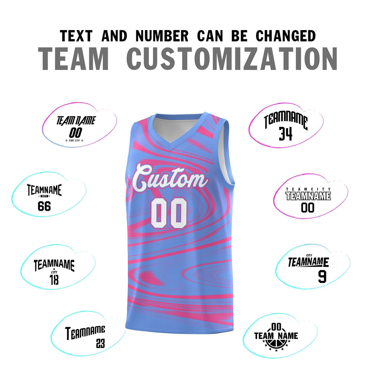 Custom Light Blue Pink Graffiti Pattern Fluids Style Sports Uniform Basketball Jersey Kits|KXKSHOP