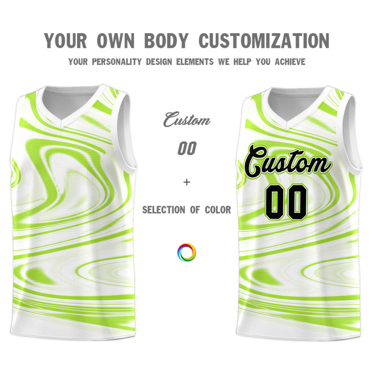 Custom White Light Green Graffiti Pattern Fluids Style Sports Uniform Basketball Jersey Kits|KXKSHOP