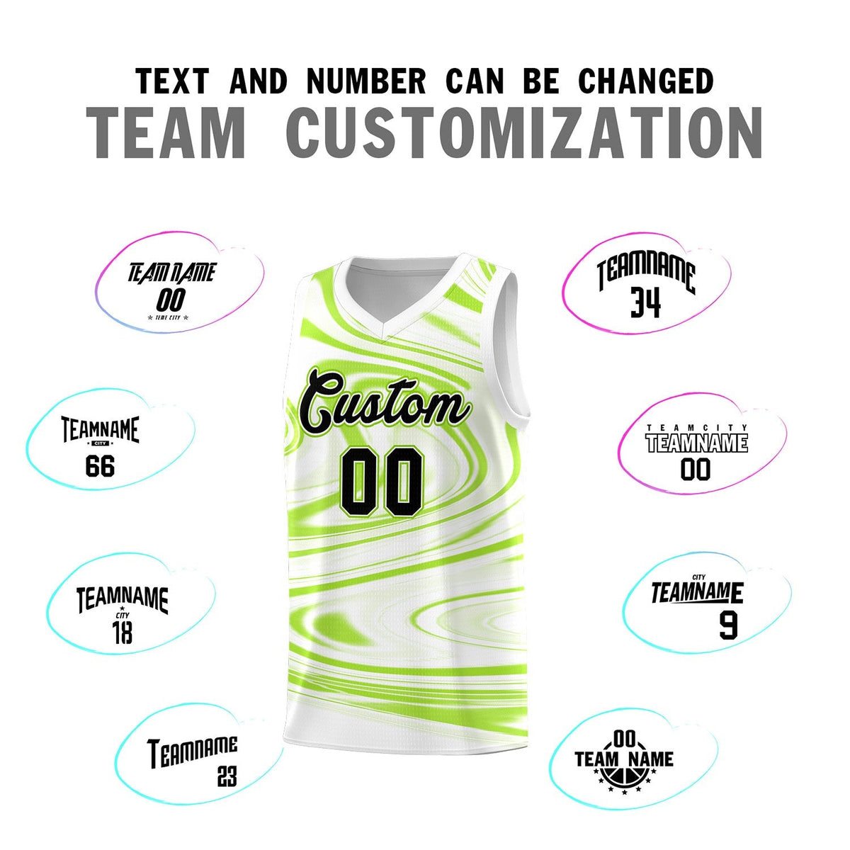 Custom White Light Green Graffiti Pattern Fluids Style Sports Uniform Basketball Jersey Kits|KXKSHOP
