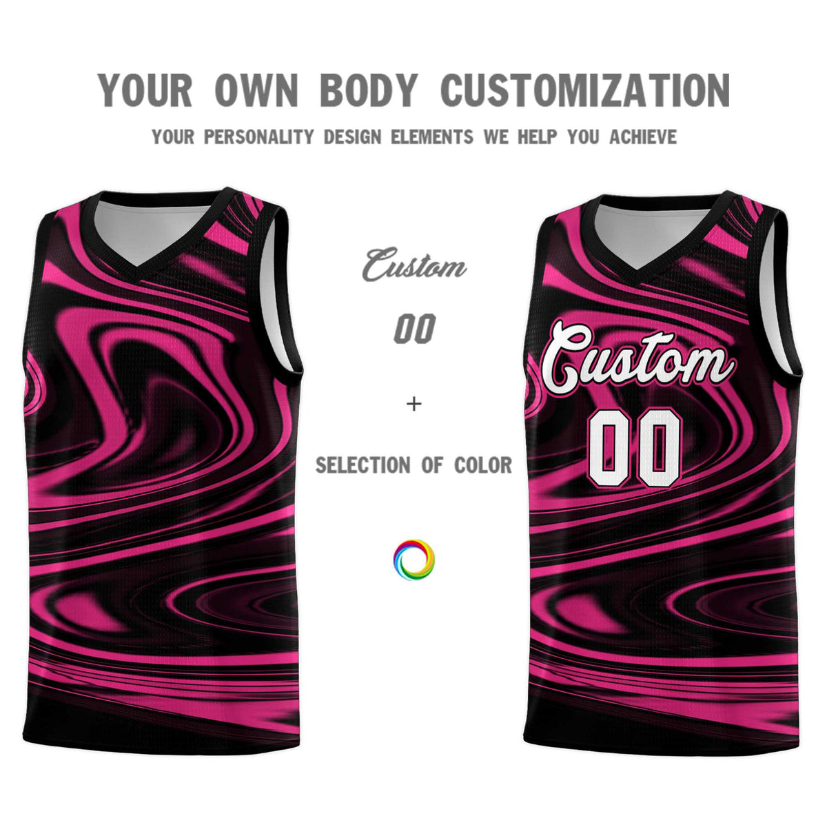Custom Black Pink Graffiti Pattern Fluids Style Sports Uniform Basketball Jersey Kits|KXKSHOP