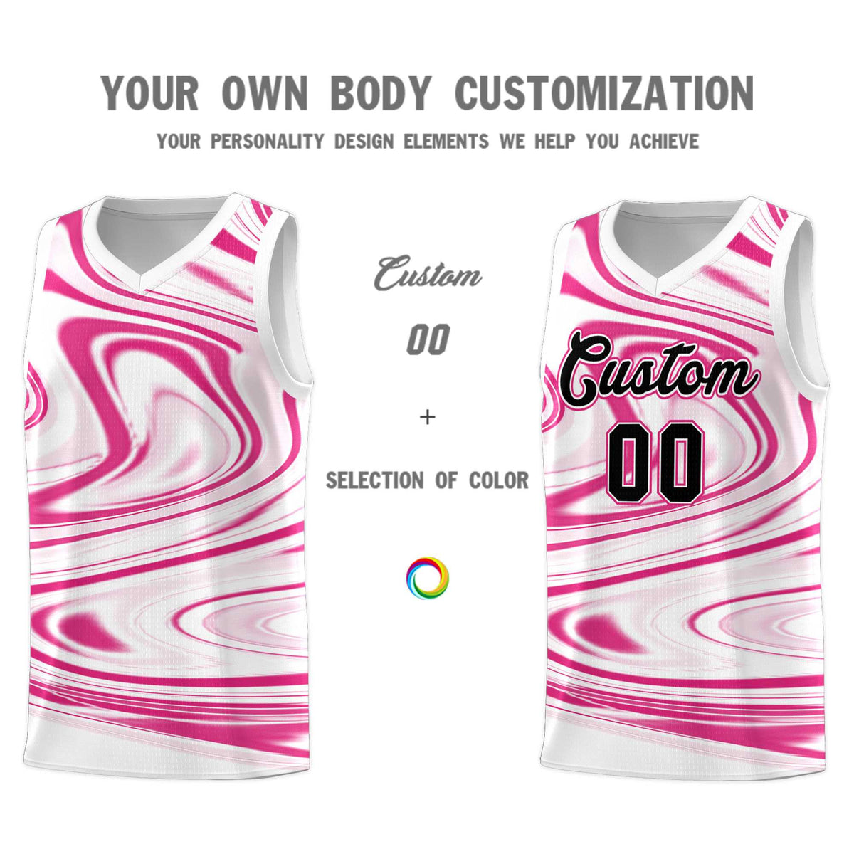 Custom White Pink Graffiti Pattern Fluids Style Sports Uniform Basketball Jersey Kits|KXKSHOP