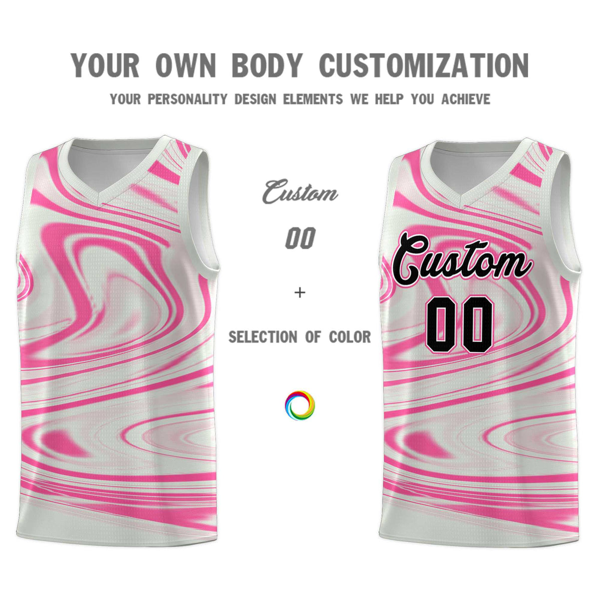 Custom Gray Pink Graffiti Pattern Fluids Style Sports Uniform Basketball Jersey Kits|KXKSHOP