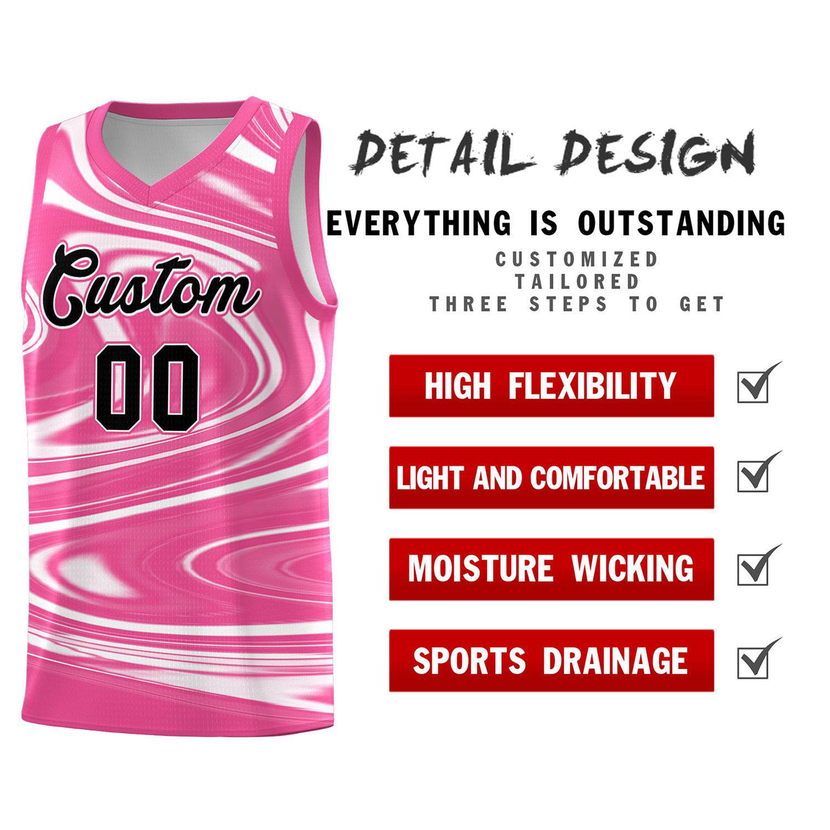Custom Pink White Graffiti Pattern Fluids Style Sports Uniform Basketball Jersey Kits|KXKSHOP