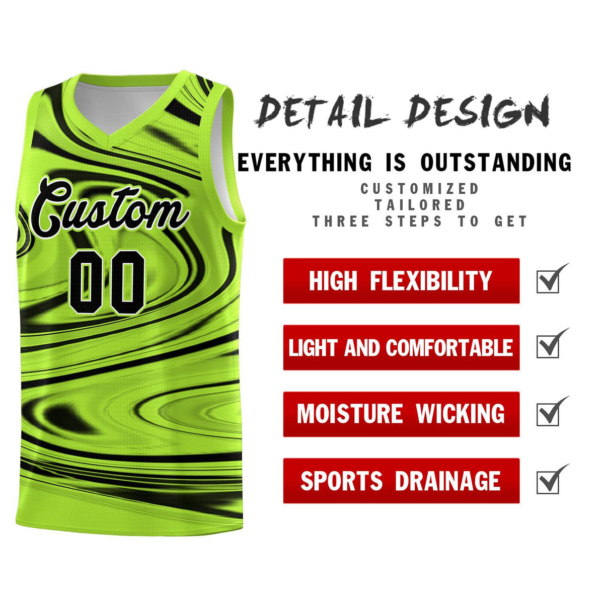 Custom Light Green Black Graffiti Pattern Fluids Style Sports Uniform Basketball Jersey Kits|KXKSHOP