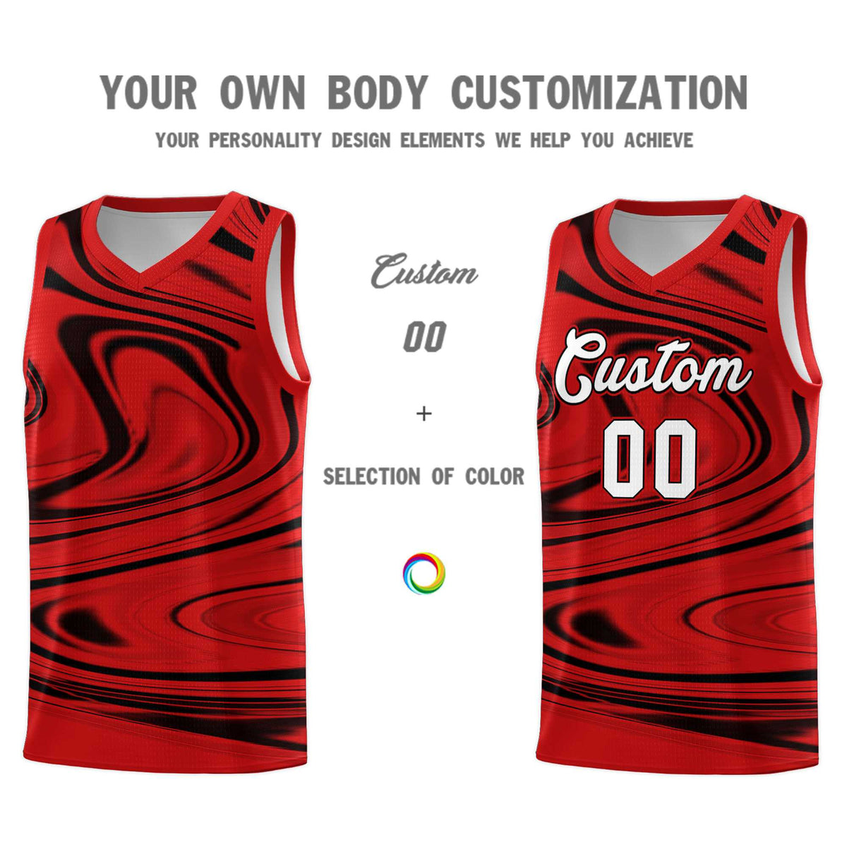 Custom Red Black Graffiti Pattern Fluids Style Sports Uniform Basketball Jersey Kits|KXKSHOP
