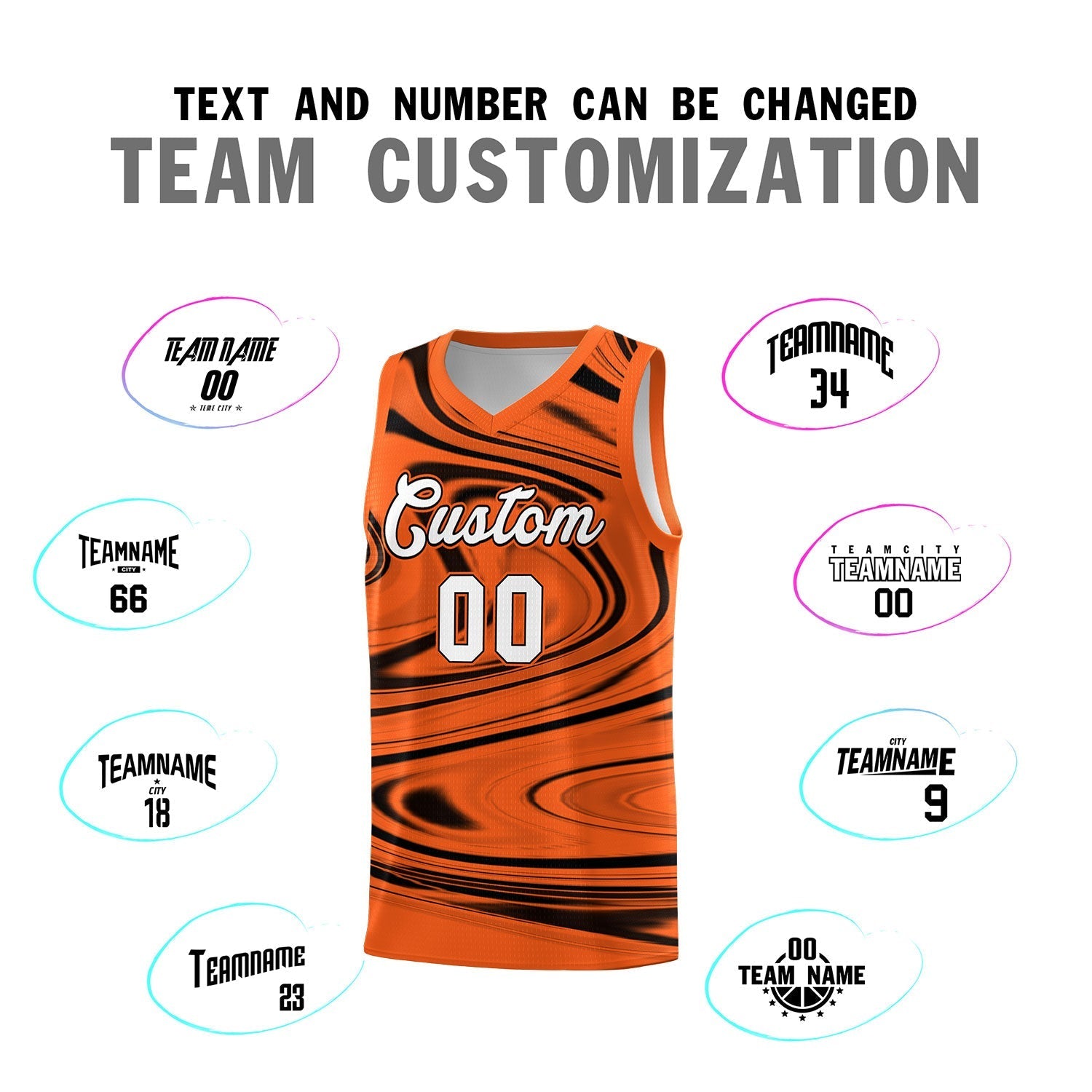Custom Orange Black Graffiti Pattern Fluids Style Sports Uniform Basketball Jersey Kits|KXKSHOP