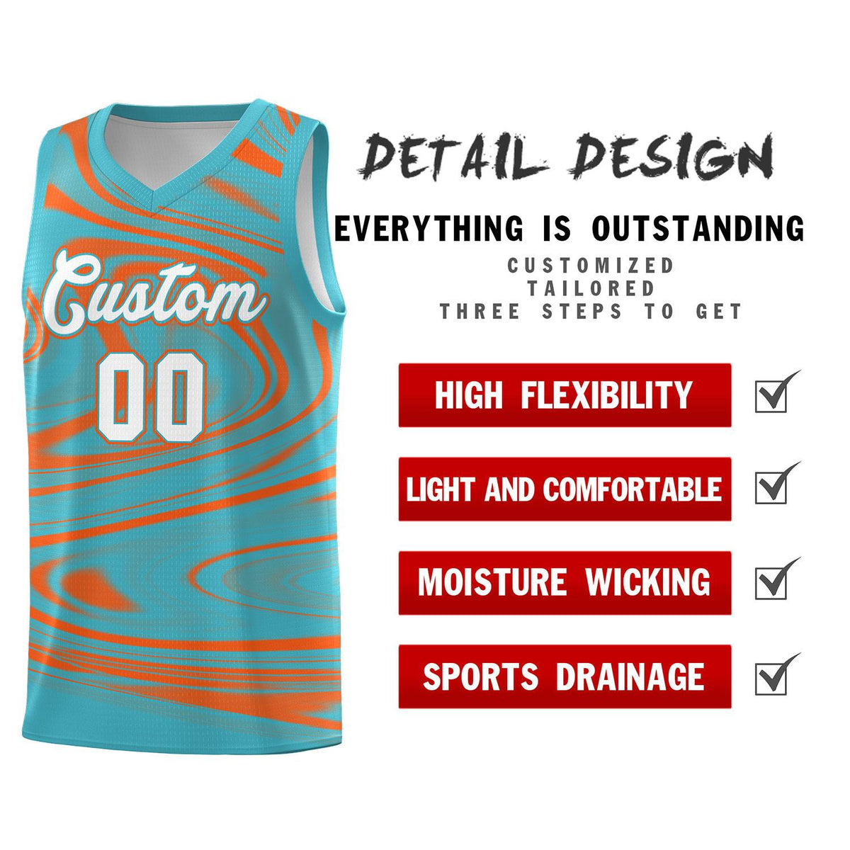 Custom Aqua Orange Graffiti Pattern Fluids Style Sports Uniform Basketball Jersey Kits|KXKSHOP