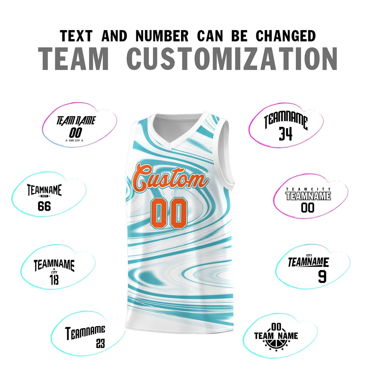 Custom White Aqua Graffiti Pattern Fluids Style Sports Uniform Basketball Jersey Kits|KXKSHOP