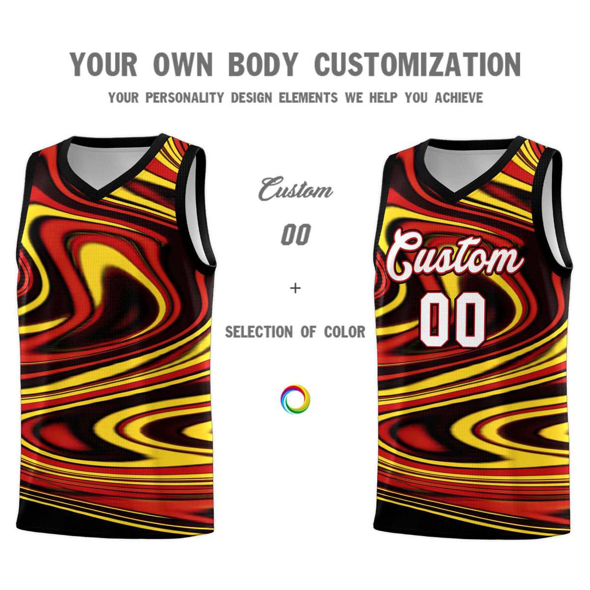 Custom Black Red Graffiti Pattern Fluids Style Sports Uniform Basketball Jersey Kits|KXKSHOP