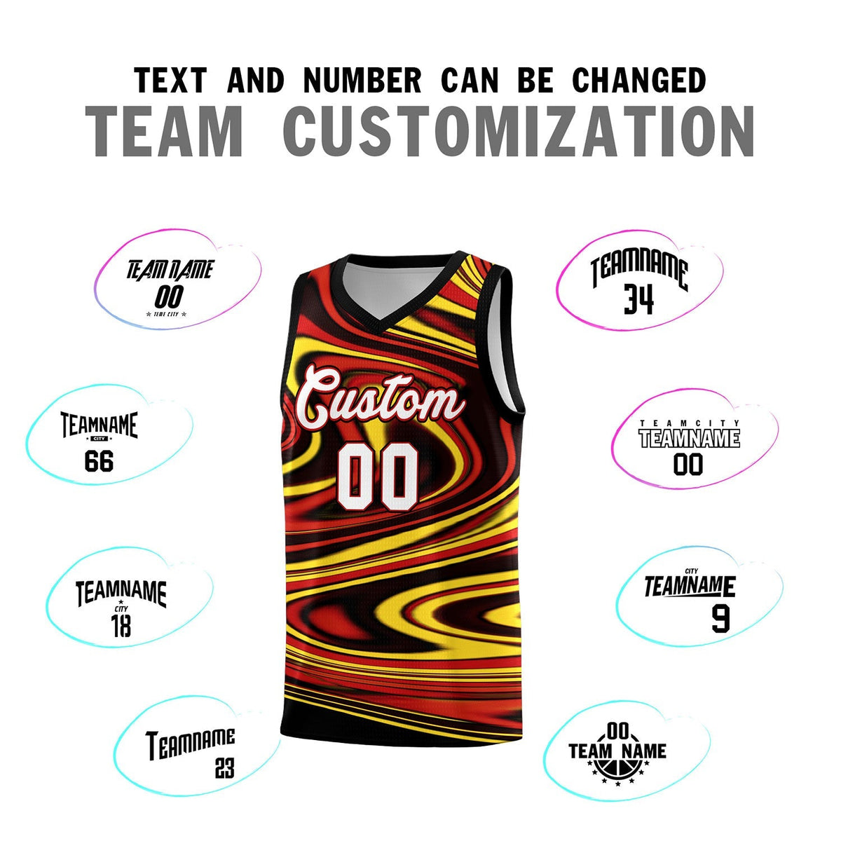 Custom Black Red Graffiti Pattern Fluids Style Sports Uniform Basketball Jersey Kits|KXKSHOP