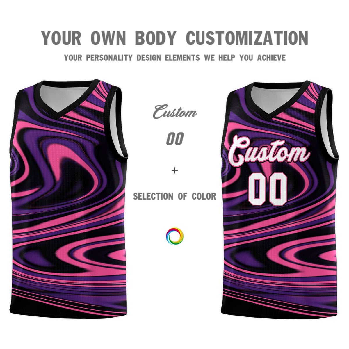 Custom Black Purple Graffiti Pattern Fluids Style Sports Uniform Basketball Jersey Kits|KXKSHOP
