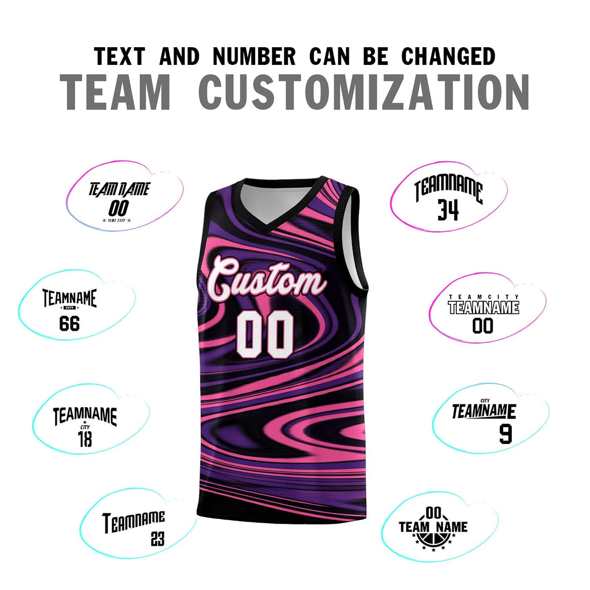 Custom Black Purple Graffiti Pattern Fluids Style Sports Uniform Basketball Jersey Kits|KXKSHOP