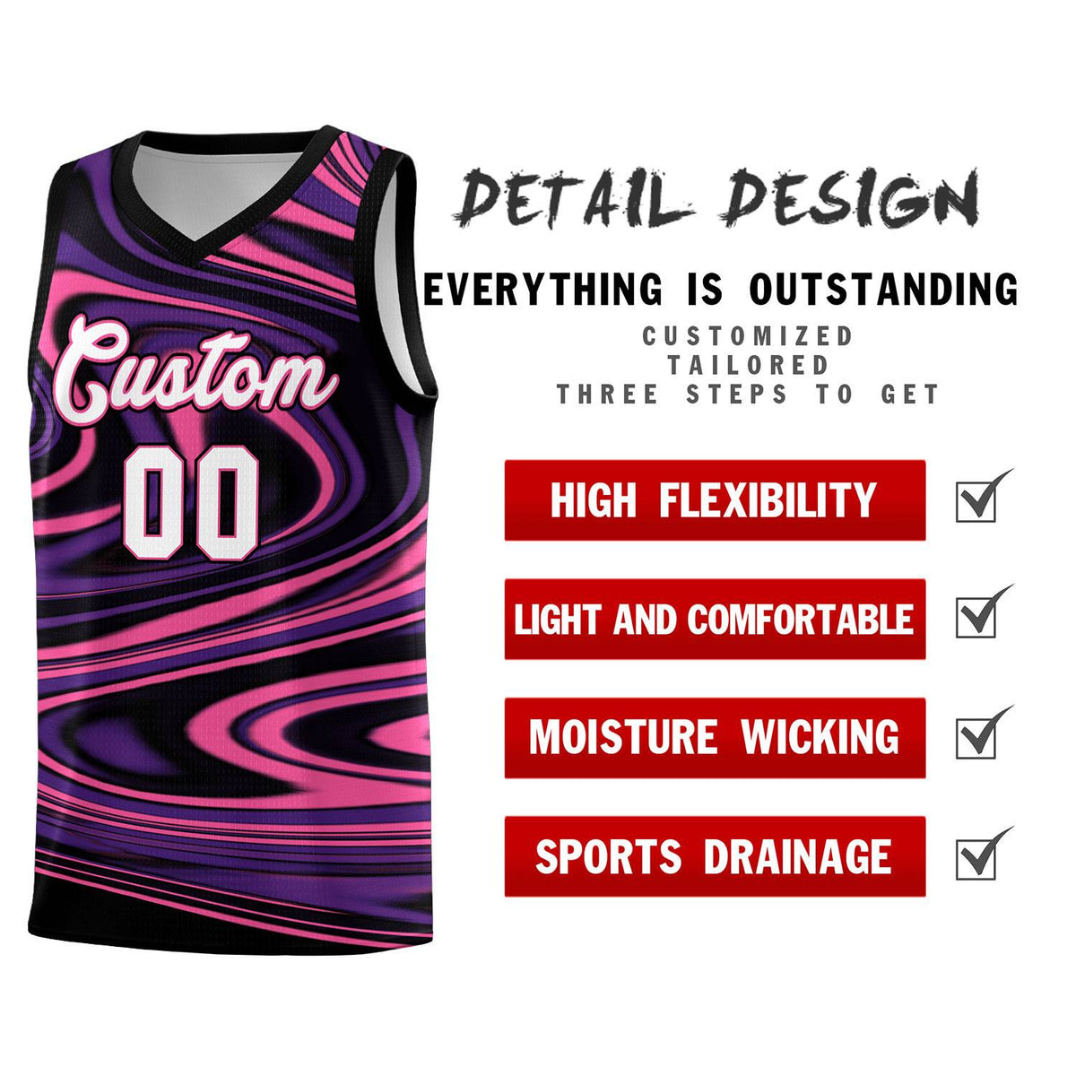 Custom Black Purple Graffiti Pattern Fluids Style Sports Uniform Basketball Jersey Kits|KXKSHOP