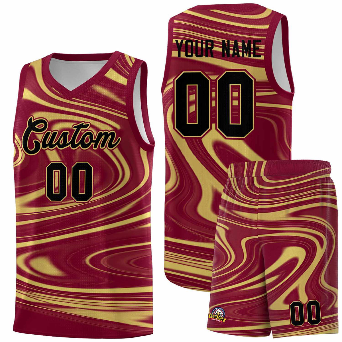 Custom Crimson Khaki Graffiti Pattern Fluids Style Sports Uniform Basketball Jersey Kits|KXKSHOP