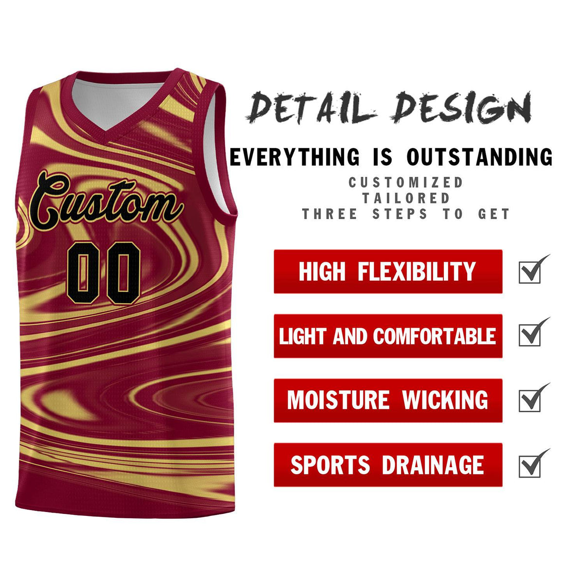 Custom Crimson Khaki Graffiti Pattern Fluids Style Sports Uniform Basketball Jersey Kits|KXKSHOP