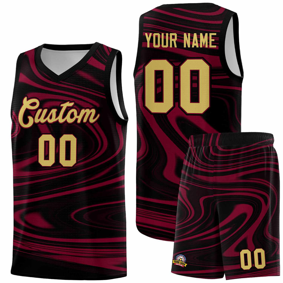Custom Black Crimson Graffiti Pattern Fluids Style Sports Uniform Basketball Jersey Kits|KXKSHOP