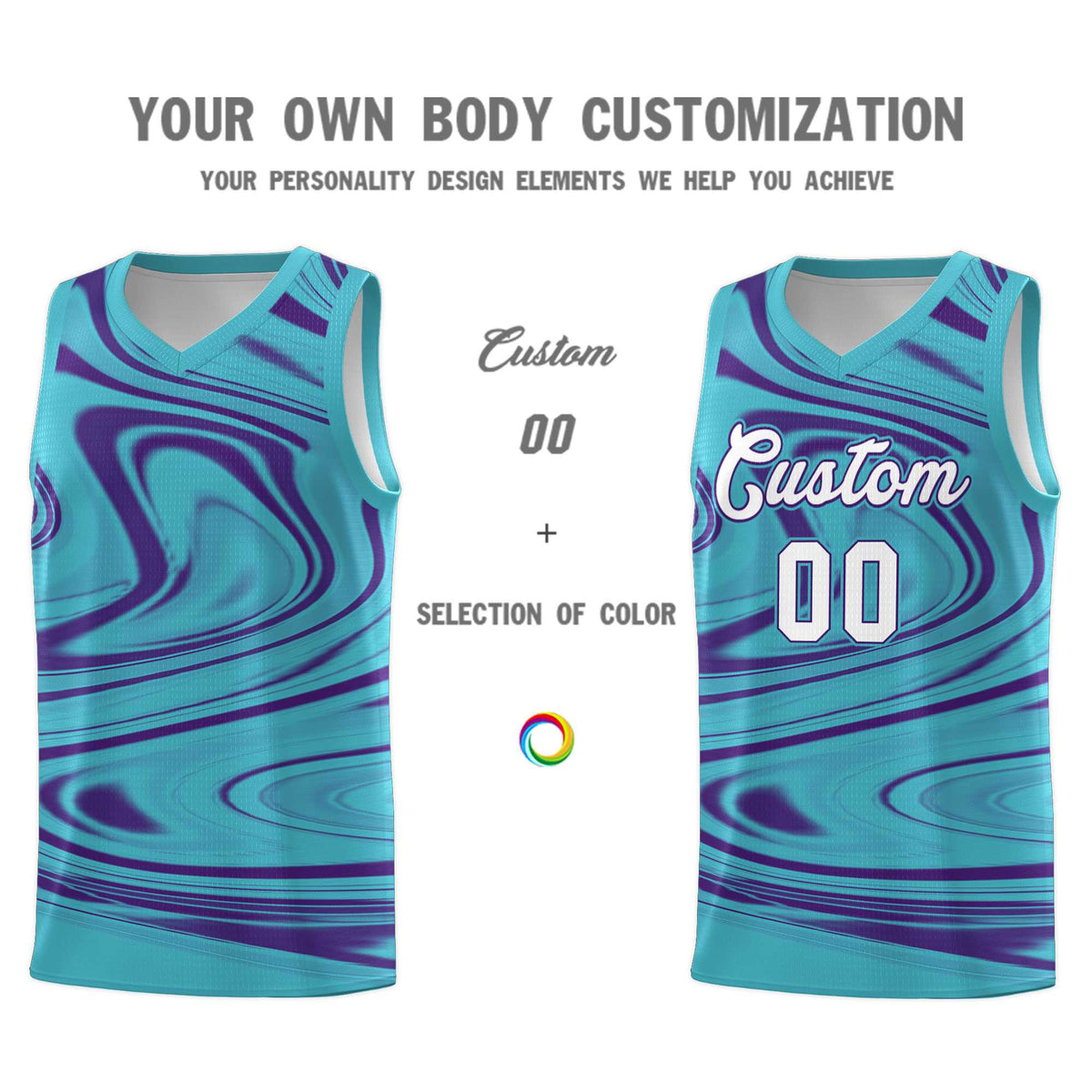 Custom Aqua Purple Graffiti Pattern Fluids Style Sports Uniform Basketball Jersey Kits|KXKSHOP