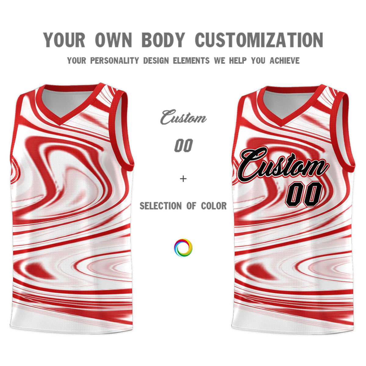Custom White Red Graffiti Pattern Fluids Style Sports Uniform Basketball Jersey Kits|KXKSHOP