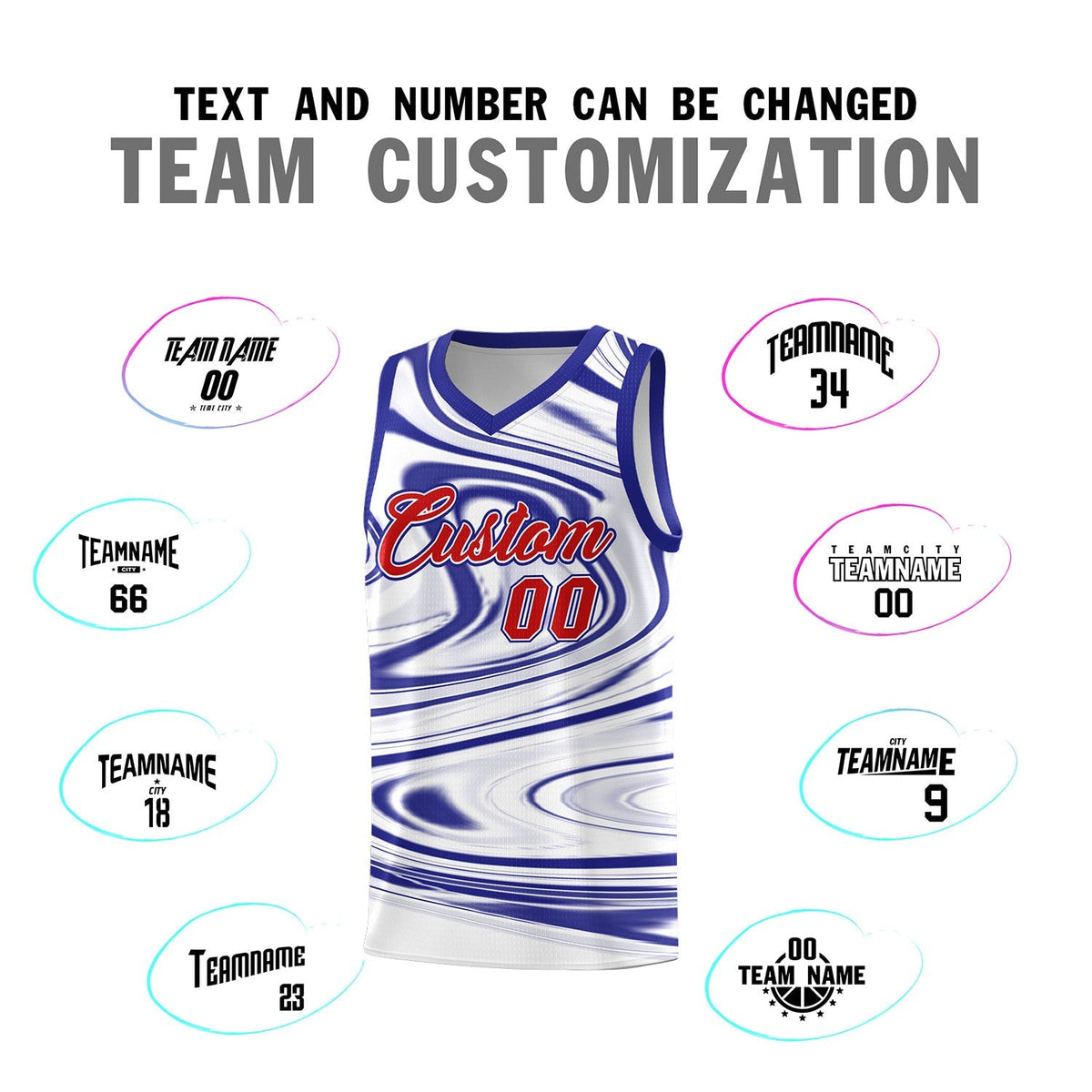 Custom White Royal Graffiti Pattern Fluids Style Sports Uniform Basketball Jersey Kits|KXKSHOP