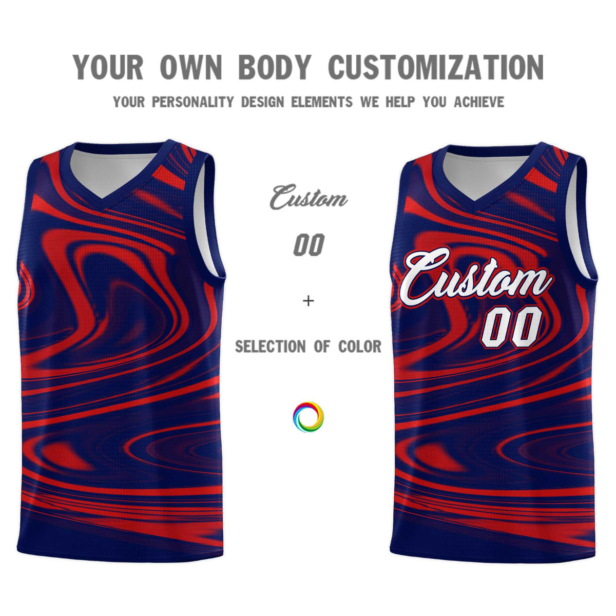 Custom Navy Red Graffiti Pattern Fluids Style Sports Uniform Basketball Jersey Kits|KXKSHOP
